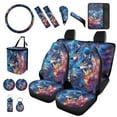 thumbnail image 2 of XYZCANDO Starry Wolf Print Handbrake Cover Car Cushion Cover Steering Wheel Cover Armrest Cover Seat Belt Cover Keychain Fender Cover Lipstick Cover Trash Can Car Coasters Washable, 2 of 7