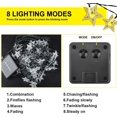 thumbnail image 4 of Guirnalda de luces solares al aire libre, 12M 100 LED al aire libre Guirnalda de luces solares IP65 a prueba de agua 8 modos Decoración Luz para jardín Patio Patio Hogar Dormitorio Navidad Boda Fiesta (Blanco cálido) brillar Electrónica, 4 of 5
