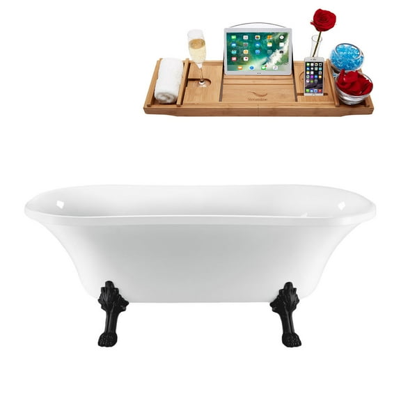68" Streamline N862BL-BL Clawfoot Tub and Tray With Internal Drain