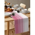 thumbnail image 6 of Pink White Ombre Table Runner Cotton Linen 36 Inch Holiday Dresser Scarves, Romantic Funny Abstract Striped Lines Tablerunner for Kitchen Coffee Dining Bedroom Dinner Scarf Décor 13''x36'', 6 of 9