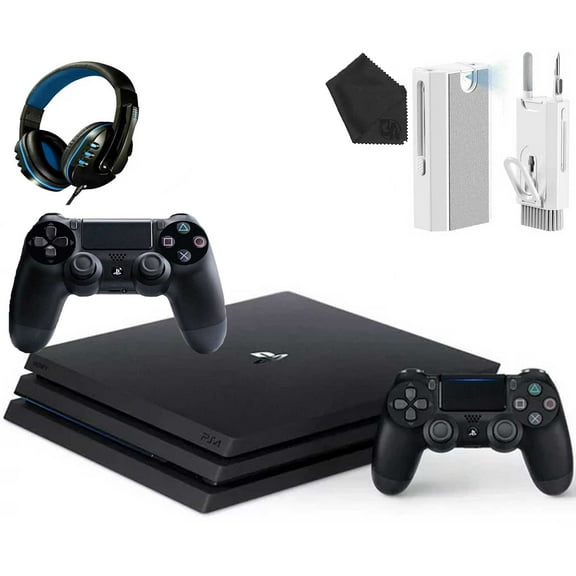 Pre-Owned Sony PlayStation 4 PRO 1TB Gaming Console Black, Headset 2 Controller With Cleaning Kit ( )
