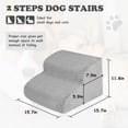 thumbnail image 2 of Dog Stairs and Ramp, 2-Step Dog Steps for High Beds and Couch, Pet Steps for Small Dogs with Removable Washable Cover, Non-Slip Soft Foam Dog Stairs for Injured Older Pets, Grey -11.8" H, 2 of 7