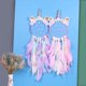 thumbnail image 3 of Atrapasueños indio con plumas y encaje, decoración creativa para la pared del hogar, colgante de corazón para niña (morado con luz blanca cálida), 3 of 5