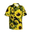 thumbnail image 2 of Uemuo Sunflowers In Vintage Printed Regular Fit Short Sleeve Casual Hawaiian Shirt for Men,Aloha shirt,Tropical shirt,Floral print shirt,Vacation Beach shirt-Medium, 2 of 9