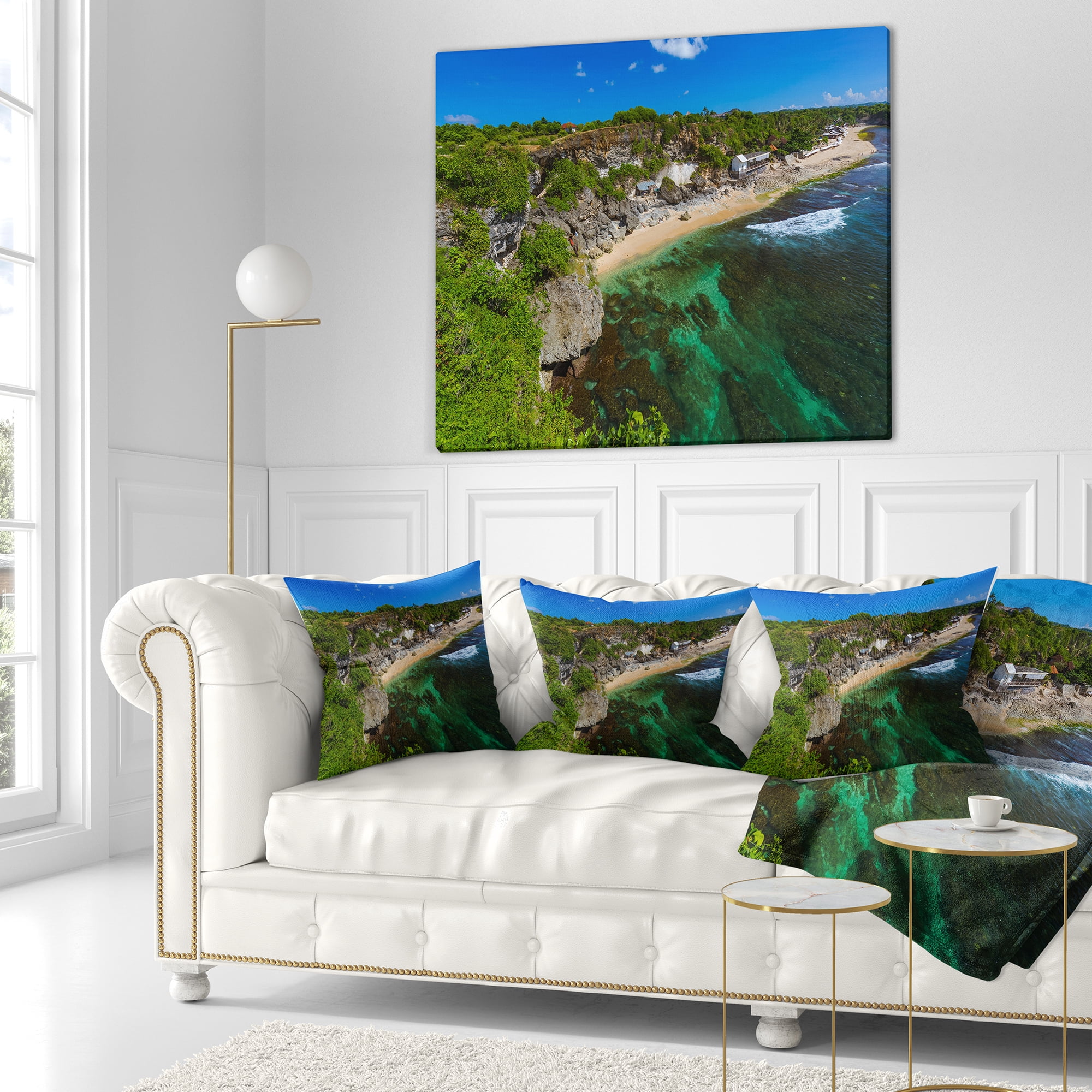 Designart Balangan Beach Bali Indonesia - Seascape Throw Pillow - 18x18