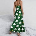 thumbnail image 5 of PNTUTB St. Patrick's Day Women's Casual Fashion Print V Neck Sleeveless Split Hem Loose Comfort Strapless Maxi Dress, 5 of 6
