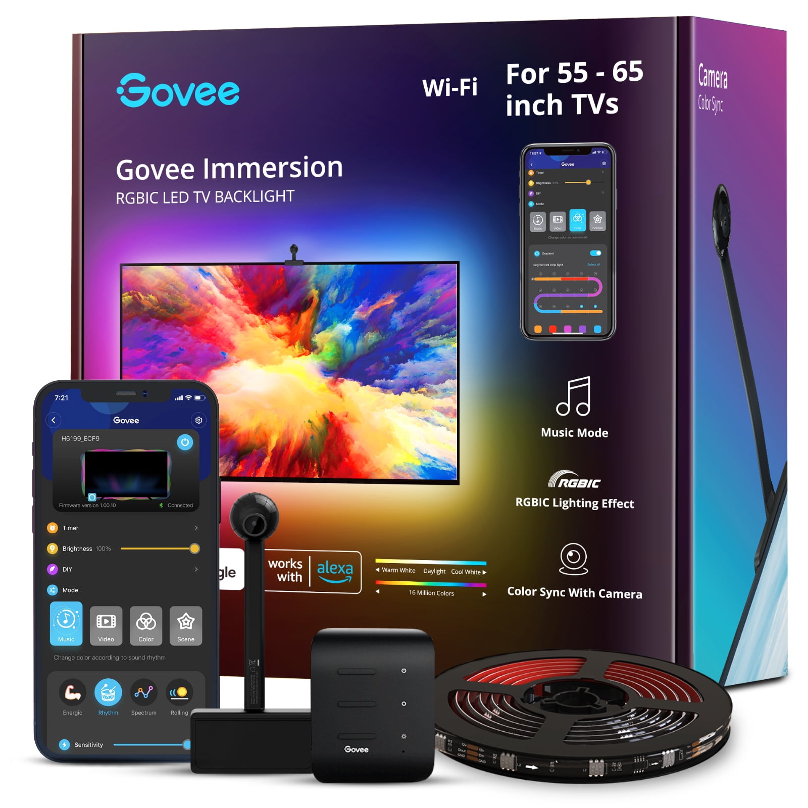 Govee New TV Strip Lights with Camera, Backlight for 5565 inch TVs