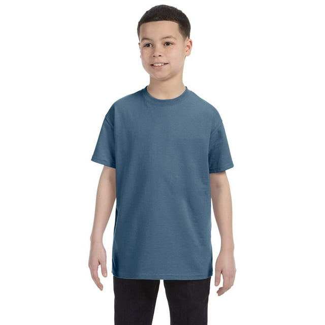 Hanes 54500 Youth Tagless T-Shirt - Denim Blue - Large