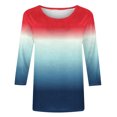 thumbnail image 5 of Bovxnpu 3/4 Length Sleeve Womens Tops, Cotton Casual Tunic Tops for Women Loose Dressy, Fashion Women's Casual Print Round Neck 3/4 Sleeve T-shirt Blouse L, 5 of 5