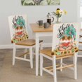 thumbnail image 5 of Summer Gnome Chair Covers Set of 4 Watermelon Tropical Sunflower Leaf Linen Texture Chair Back Covers Stretch Removable Washable Slipcovers Protector for Dining Room Kitchen Party Decor, 5 of 9