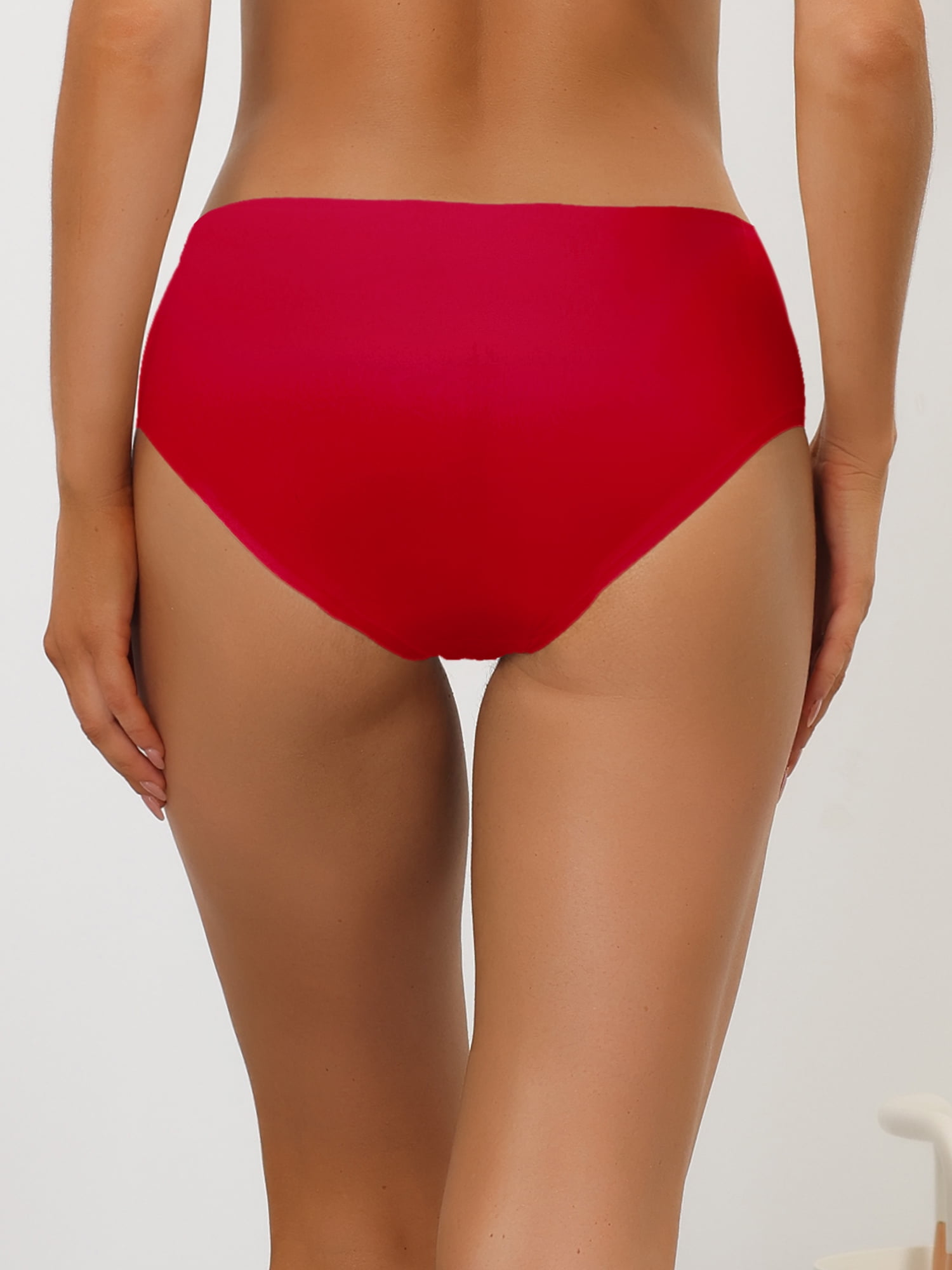 DARING DIVA Women's No Show Elastic Waist Brief Panties Breathable S Red