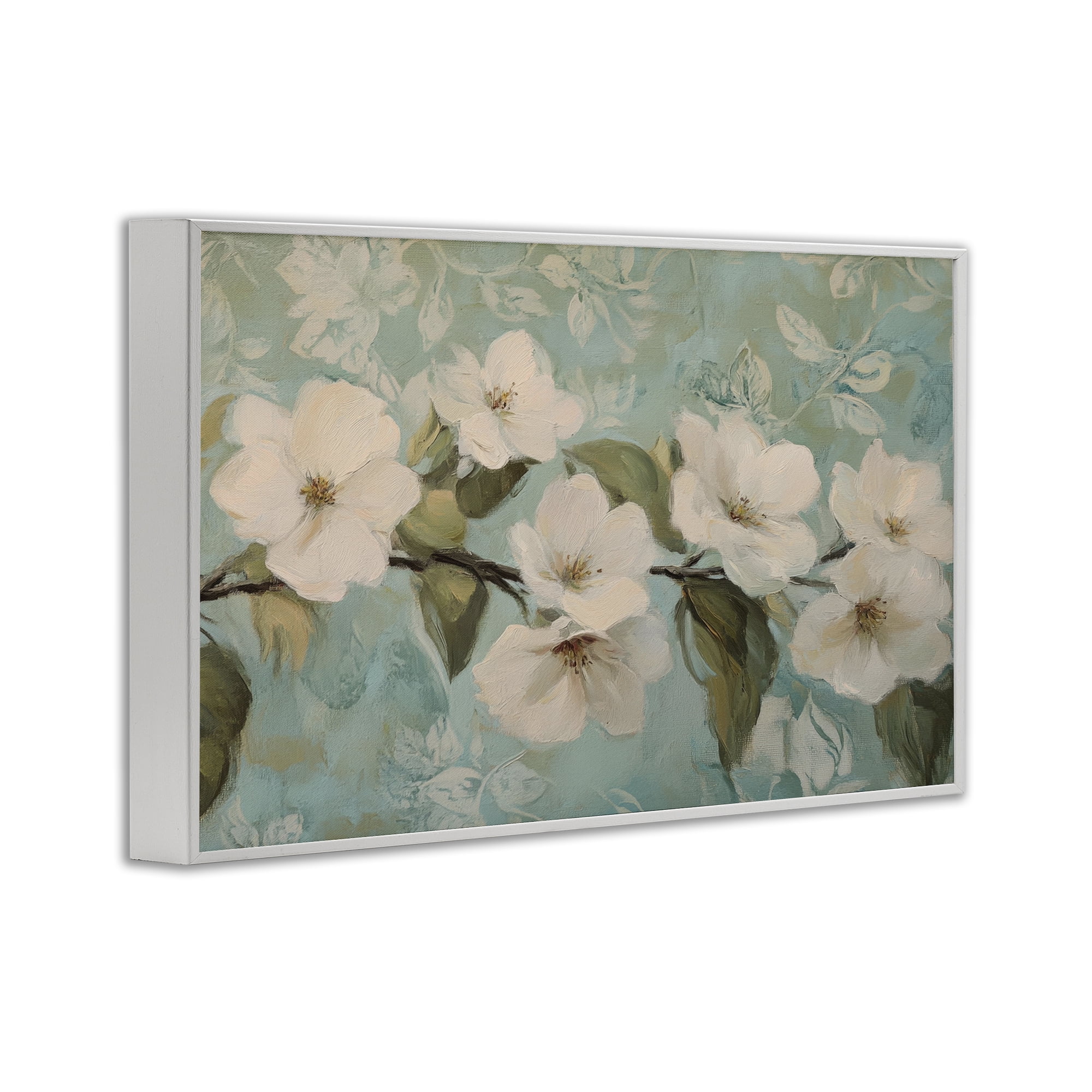 Stupell Industries Serene Flower Branch Blooms White Framed Giclee Art, design by Petal Prints Design