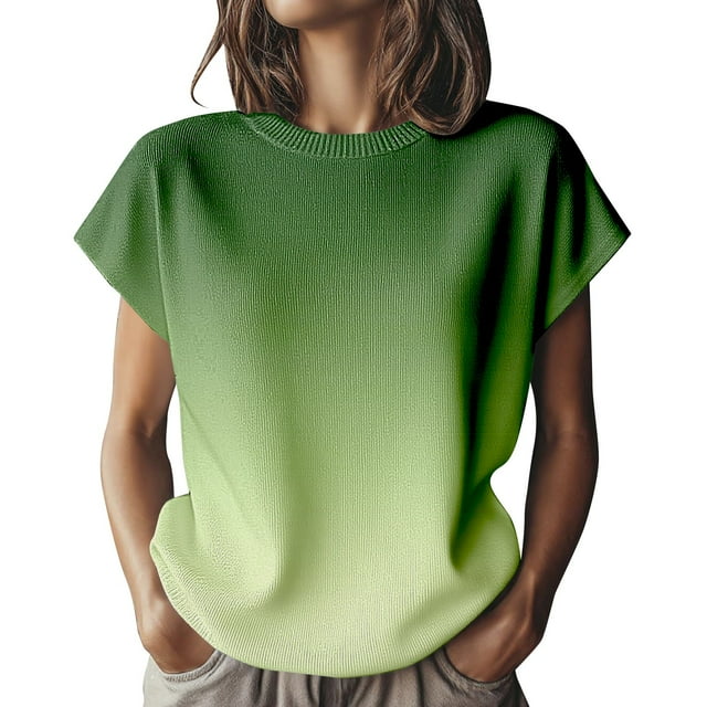 T-Shirt à Manches Courtes pour Femmes Seductiva Offres du Jour Liquidation Haut Tricoté à Manches Courtes pour Femmes Blouse à Col Rond Douce et Extensible T-Shirt Décontracté Polyvalent pour Usage Quotidien