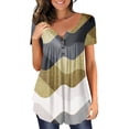 thumbnail image 2 of Fesfesfes Women Graphic Tshirt Womens Casual Tops V- Neck Hide Belly Short Sleeve T-Shirts Cute Flowy Tunic Blouses 6(M), 2 of 5