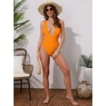 thumbnail image 5 of DARING DIVA Women's Deep V Plunge Monokini Backless Bikini Set X-Large Orange, 5 of 6