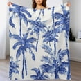 thumbnail image 4 of Indigo Blue Palm Tree Blanket Navy Blue Palm Tree Soft Warm Throw Blankets 30"x40" Flannel Cozy Warm Plush Lightweight Throw Blanket for Couch Bed Sofa Gift Idea, 4 of 6