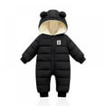thumbnail image 2 of SYNPOS 0-12 Months Baby Boy Girl Winter Warm Ear Hooded Romper Jumpsuit Jacket Overcoat Thick Down Coat, 2 of 4