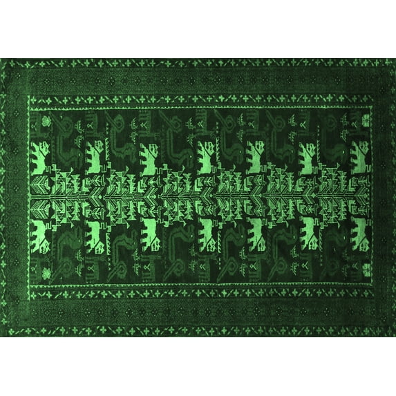 Ahgly Company Indoor Rectangle Animal Emerald Green Traditional Area Rugs, 6' x 9'