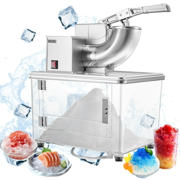 VEVOR Commercial Ice Crusher 661LBS/H, 350W Electric Snow Cone Machine with 4 Blades, 2000RPM Stainless Steel Shaved Ice Machine with 11 Gal Crushed-Ice Box