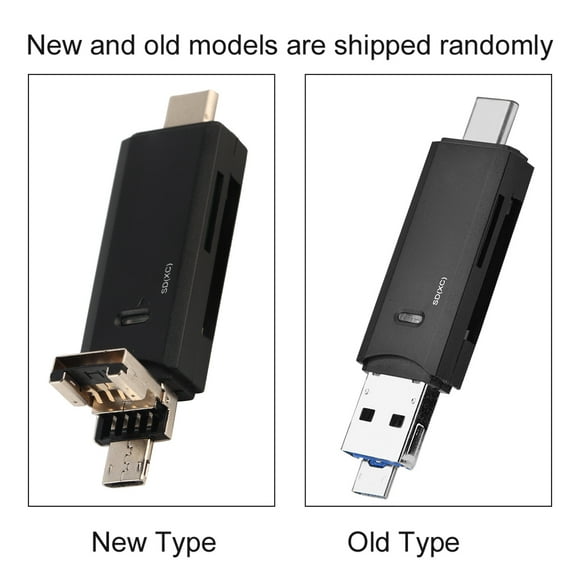 Multi-port Card Reader 3 In 1 Type C + Micro USb USB Port OTG Memory Card Reader For Memory Small Memory Storage Card Black