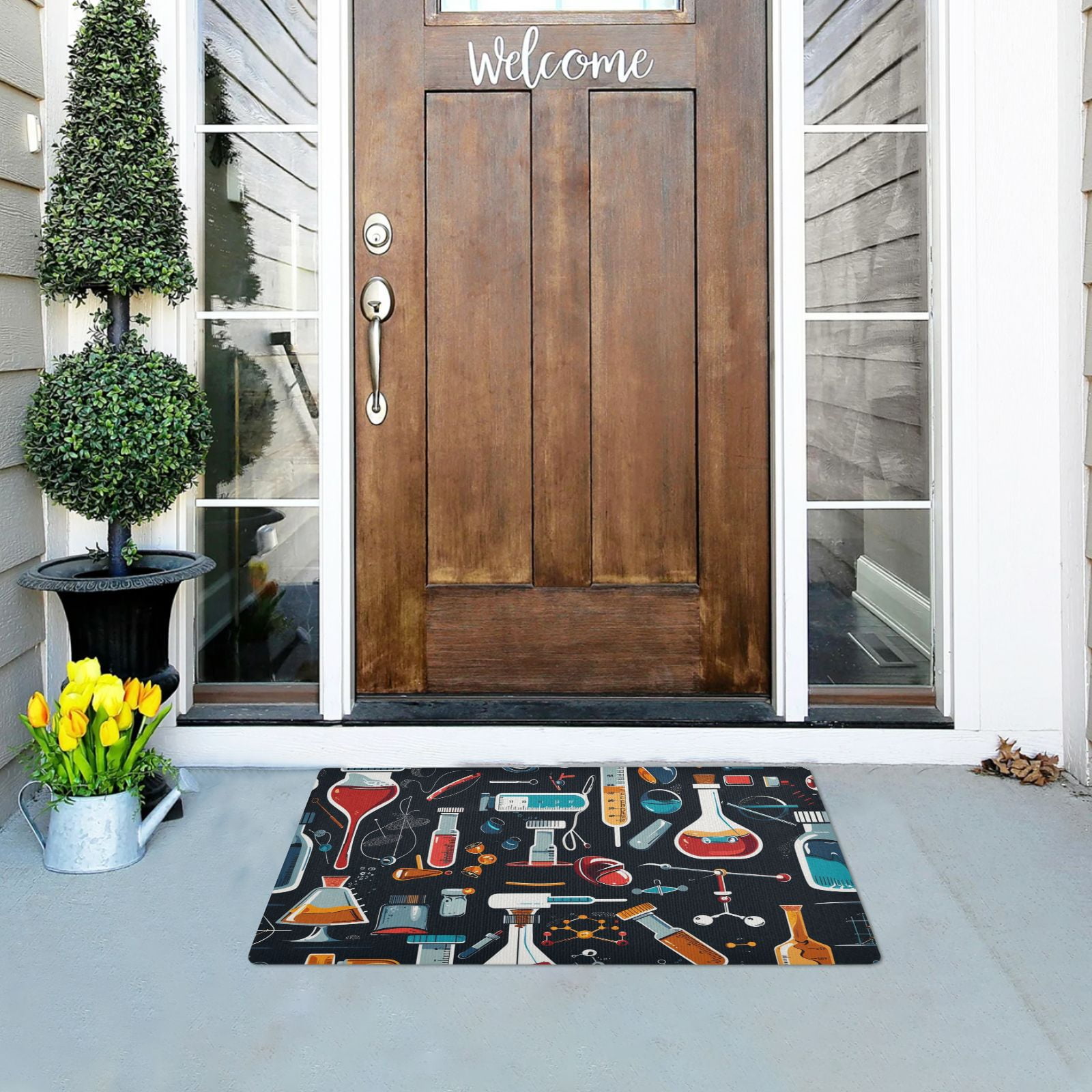 JSTEL Science Chemistry Front Door Mat Outside Entrance 32x20 Inch Doormat for Outdoor Indoor Washable Non Slip Floor Mats