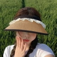 thumbnail image 5 of 55-58cm hat circumference adjustable lace straw empty top hat female summer face-covering sunscreen hat anti-ultraviolet hat - Khaki, 5 of 6