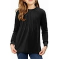 thumbnail image 3 of KISSMODA Girls Long Sleeve Casual Front Pleats Blouses & Tops, Round Neck, 4-14 Years, 3 of 3