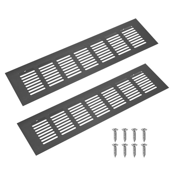 Uxcell 2-Pack Cubierta de Ventilación de Aire de Puerta de Aleación de Aluminio, Rejilla de Ventilación de 12x3"/300x80mm con Tornillos para Armario [Negro]