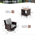 thumbnail image 5 of Summit Living 3-Piece Outdoor Swivel Glider Chairs Set with Coffee Table, Wicker Patio Club Lounge Chairs With Backrests & Cushions, Light-gray, 5 of 9