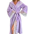 thumbnail image 2 of Hrsba Fleece Womens Robe Lace Trim Fashion Soft Long Robe, 2 of 7