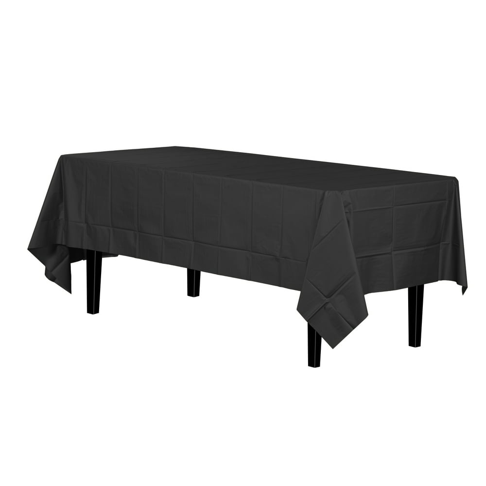 Disposable Black Plastic Tablecloth Cover Heavy Duty Plastic Rectangle ...