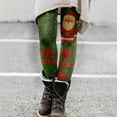 thumbnail image 2 of Fiaer Christmas Leggings for Women Trendy Warm Xmas Yoga Pants Plus Size High Waisted Snowman Candy Sticks Santa Snowflake Printed Holiday Trousers Green1 XL, 2 of 5