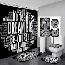 4PCS Black Bathroom Decor Inspirational Quotes Shower Curtain Set with Rugs Funny Bath Shower Curtain for Adults/Men Bible Verse/Scripture Shower Curtain for Bathroom Waterproof Fabric Bath Curtain