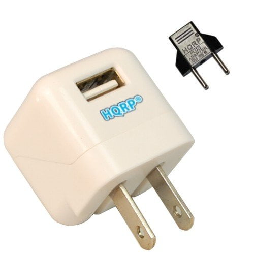 HQRP Adaptateur Secteur USB Blanc pour Toshiba Encore 8; Excite 7, 10 SE; Excite Pure Tablette PC, Adaptateur Secteur vers USB Chargeur Alimentation Cordon plus Adaptateur Prise Euro HQRP