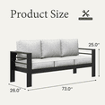 thumbnail image 3 of LayinSun Aluminum Outdoor Patio Metal Couch, 3-Seat Sofa Chair with Cushions, 3 of 8