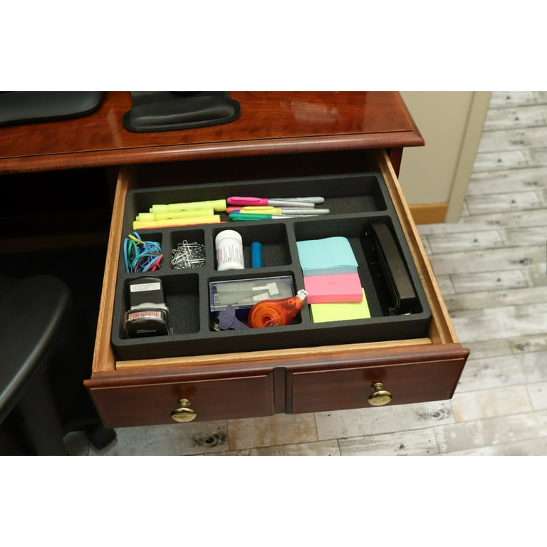 Polar Whale Desk Drawer Organizer Tray Non-Slip Waterproof Insert for  Office Home Shop Garage 12 X 10.5 X 2 Inches Black 8 Compartments Extra Deep