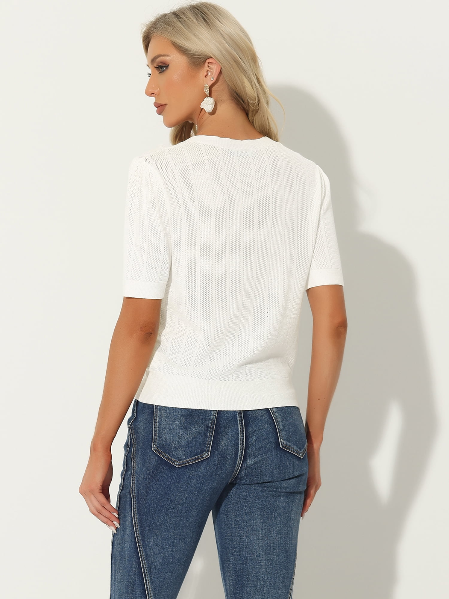 DARING DIVA Women's Vintage Bolero Cardigan Button Up Shrug Sweater L White