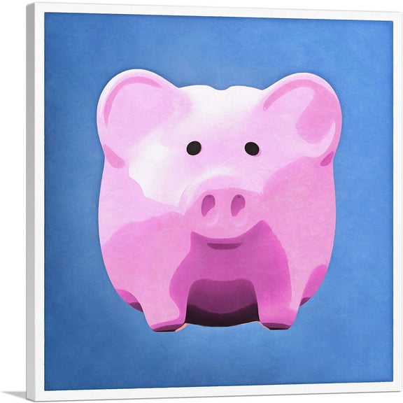 ARTCANVAS Piggy Bank Painted Home Decor Square Canvas Art Print - Size: 12" x 12" (1.50" Deep)
