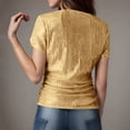 thumbnail image 6 of Laqbezok Women's V Neck Sequin Short Sleeve T-Shirt, Sparkly Linear Shimmer Blouse, Casual Party Fashion Outfit, 6 of 9