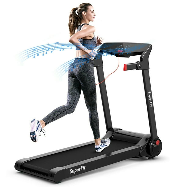 Costway Cinta de correr eléctrica plegable de 3 HP con altavoz rojo