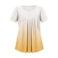 thumbnail image 7 of Scyoekwg Womens Tunic Tops Crew Neck Pleated Tunic Tops Comfy Loose Shirts Summer Trendy Gradient Color Casual Blouses (Z02_Orange,L), 7 of 7