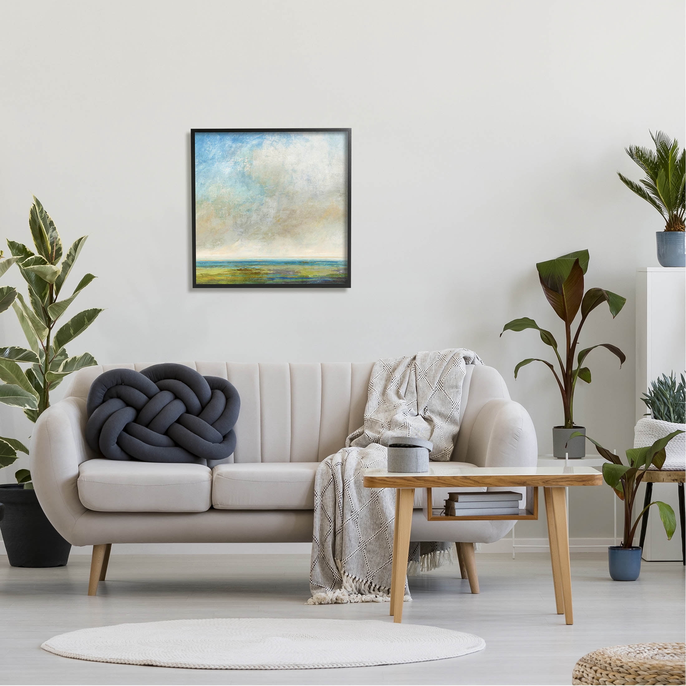 Abstract Scenery Cloudy Water View Landscape Painting Black Framed Art Print Wall Art