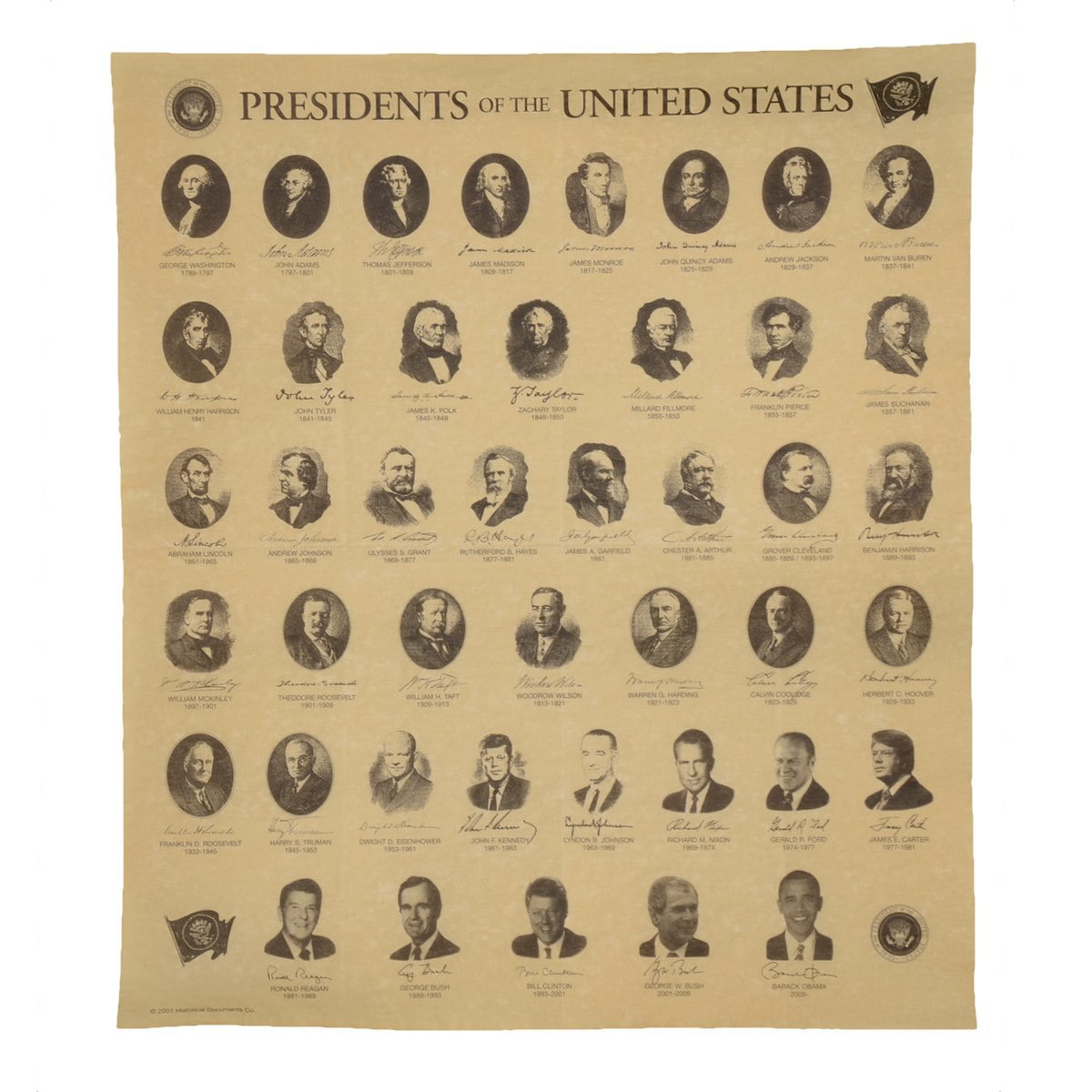 New Poster~USA Presidents Numbers 1-44~Great for the Classroom or History Buff 
