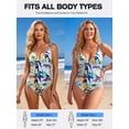 thumbnail image 5 of RELLECIGA Women's Twist Front One Piece Swimsuit for Lady Ruched Tummy Control One Piece Bathing Suits for Women Leaf Print Size L, 5 of 11