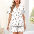 thumbnail image 2 of Blusa de Manga Corta Casual Turndown Botón de Impresión Y Pantalones Cortos para el Verano, Vestido de Moda de la Mujer, 2 of 6