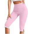 thumbnail image 3 of QATAINLAV Women's Capri Leggings with Contrast Split Hem Fitted Leg Cropped Yoga Pants Stretchy Pull On Workout Capris, 3 of 6