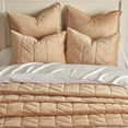 thumbnail image 3 of 3 Pieces Luxurious Velvet King Quilts, Ultra Soft Lightweight Velvet Comforter Set, Matelasse Oversized Diamond Bedspread Coverlet for All Season with 2 Shams, Khaki Tan, 108"x96", 3 of 9