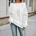 thumbnail image 2 of Fshinging Women Hoodies Oversized Sweatshirt Off Shoulder Drawstring Loose Fit Solid Color Casual Y2k Clothes, 2 of 8