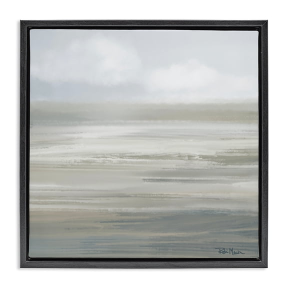 Stupell Industries Contemporary Mid Afternoon Landscape Black Floating Frame Canvas Art, 18 x 18, by Robin Maria