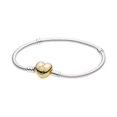 thumbnail image 1 of Pulsera De Hueso De Serpiente Con Hebilla De Corazón Pandora (Plata S925) + Bolsa De Terciopelo, 1 of 4